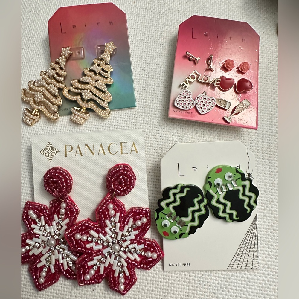 Assorted Earrings Set with Christmas and Valentines and Halloween Fun Designs